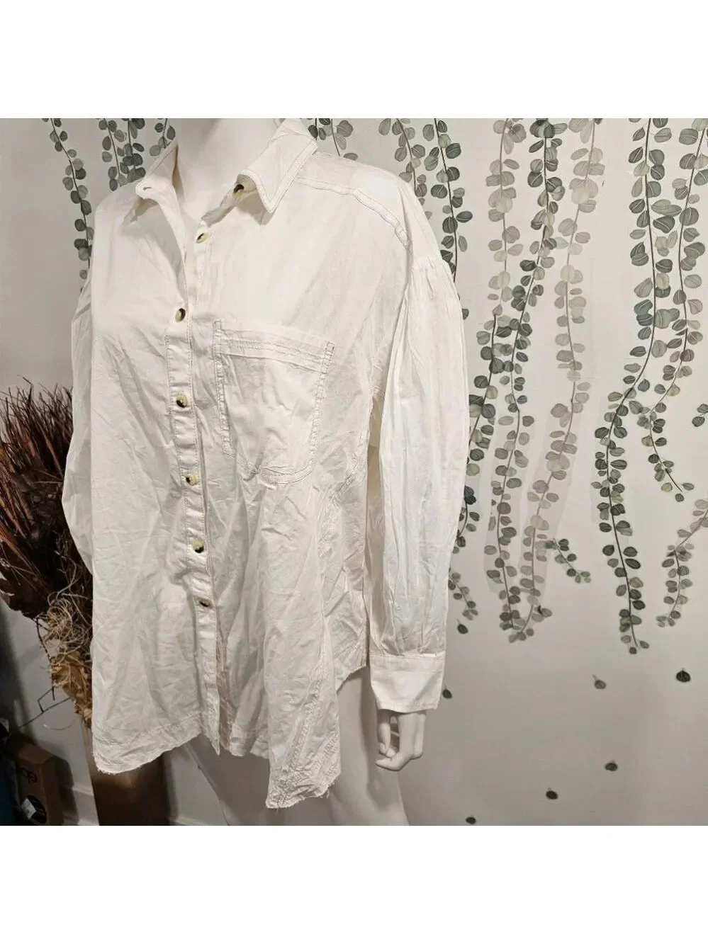 Free People Happy Hour Solid Poplin Top Sz S